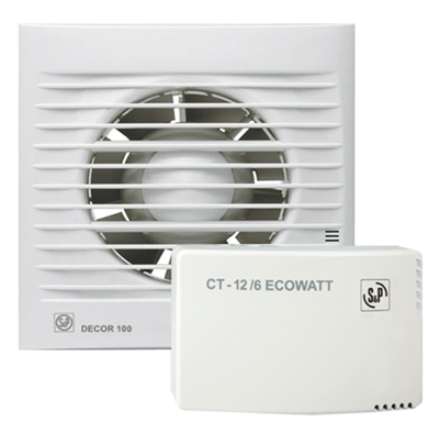 Накладной вентилятор Soler Palau KIT DECOR-100CZ 12V+CT-12/6 ECOWATT - фото 15829